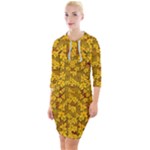 Blooming Flowers Of Lotus Paradise Quarter Sleeve Hood Bodycon Dress