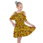 Blooming Flowers Of Lotus Paradise Kids  Shoulder Cutout Chiffon Dress