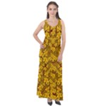 Blooming Flowers Of Lotus Paradise Sleeveless Velour Maxi Dress