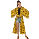 Blooming Flowers Of Lotus Paradise Maxi Kimono