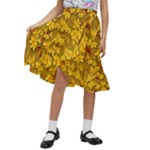 Blooming Flowers Of Lotus Paradise Kids  Ruffle Flared Wrap Midi Skirt