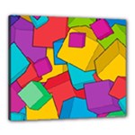Abstract Cube Colorful  3d Square Pattern Canvas 24  x 20  (Stretched)