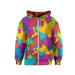 Abstract Cube Colorful  3d Square Pattern Kids  Zipper Hoodie
