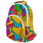 Abstract Cube Colorful  3d Square Pattern Rounded Multi Pocket Backpack