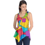 Abstract Cube Colorful  3d Square Pattern Sleeveless Tunic
