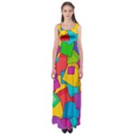 Abstract Cube Colorful  3d Square Pattern Empire Waist Maxi Dress