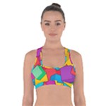Abstract Cube Colorful  3d Square Pattern Cross Back Sports Bra