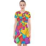 Abstract Cube Colorful  3d Square Pattern Adorable in Chiffon Dress
