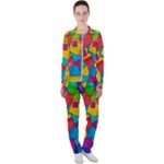 Abstract Cube Colorful  3d Square Pattern Casual Jacket and Pants Set