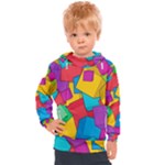 Abstract Cube Colorful  3d Square Pattern Kids  Hooded Pullover