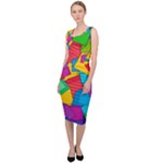 Abstract Cube Colorful  3d Square Pattern Sleeveless Pencil Dress