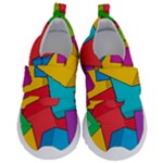 Abstract Cube Colorful  3d Square Pattern Kids  Velcro No Lace Shoes