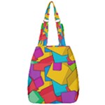 Abstract Cube Colorful  3d Square Pattern Center Zip Backpack