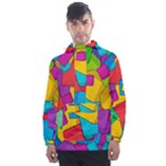 Abstract Cube Colorful  3d Square Pattern Men s Front Pocket Pullover Windbreaker