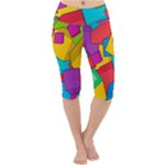 Abstract Cube Colorful  3d Square Pattern Lightweight Velour Cropped Yoga Leggings