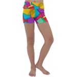 Abstract Cube Colorful  3d Square Pattern Kids  Lightweight Velour Yoga Shorts