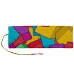 Abstract Cube Colorful  3d Square Pattern Roll Up Canvas Pencil Holder (M)