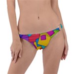 Abstract Cube Colorful  3d Square Pattern Ring Detail Bikini Bottoms