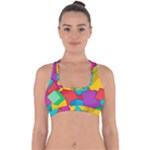 Abstract Cube Colorful  3d Square Pattern Cross Back Hipster Bikini Top 