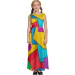 Abstract Cube Colorful  3d Square Pattern Kids  Satin Sleeveless Maxi Dress
