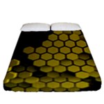 Yellow Hexagons 3d Art Honeycomb Hexagon Pattern Fitted Sheet (Queen Size)