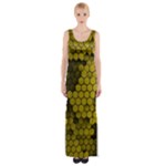 Yellow Hexagons 3d Art Honeycomb Hexagon Pattern Thigh Split Maxi Dress