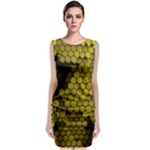 Yellow Hexagons 3d Art Honeycomb Hexagon Pattern Classic Sleeveless Midi Dress