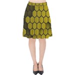 Yellow Hexagons 3d Art Honeycomb Hexagon Pattern Velvet High Waist Skirt