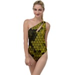 Yellow Hexagons 3d Art Honeycomb Hexagon Pattern To One Side Swimsuit