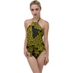 Yellow Hexagons 3d Art Honeycomb Hexagon Pattern Go with the Flow One Piece Swimsuit