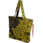 Yellow Hexagons 3d Art Honeycomb Hexagon Pattern Drawstring Tote Bag