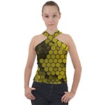 Yellow Hexagons 3d Art Honeycomb Hexagon Pattern Cross Neck Velour Top