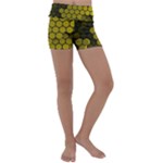 Yellow Hexagons 3d Art Honeycomb Hexagon Pattern Kids  Lightweight Velour Yoga Shorts