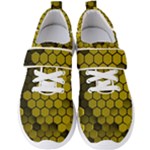 Yellow Hexagons 3d Art Honeycomb Hexagon Pattern Men s Velcro Strap Shoes