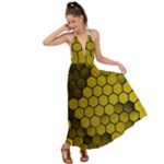 Yellow Hexagons 3d Art Honeycomb Hexagon Pattern Backless Maxi Beach Dress