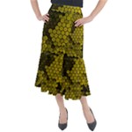 Yellow Hexagons 3d Art Honeycomb Hexagon Pattern Midi Mermaid Skirt