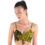 Yellow Hexagons 3d Art Honeycomb Hexagon Pattern Woven Tie Front Bralet