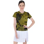 Yellow Hexagons 3d Art Honeycomb Hexagon Pattern Women s Sports Top