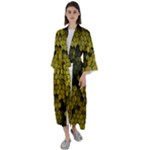 Yellow Hexagons 3d Art Honeycomb Hexagon Pattern Maxi Satin Kimono