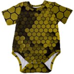 Yellow Hexagons 3d Art Honeycomb Hexagon Pattern Baby Short Sleeve Bodysuit