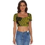 Yellow Hexagons 3d Art Honeycomb Hexagon Pattern Short Sleeve Square Neckline Crop Top 