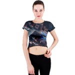 Fractal Cube 3d Art Nightmare Abstract Crew Neck Crop Top