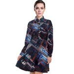 Fractal Cube 3d Art Nightmare Abstract Long Sleeve Chiffon Shirt Dress