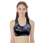Fractal Cube 3d Art Nightmare Abstract Sports Bra with Border