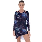 Fractal Cube 3d Art Nightmare Abstract Asymmetric Cut-Out Shift Dress