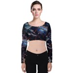 Fractal Cube 3d Art Nightmare Abstract Velvet Long Sleeve Crop Top