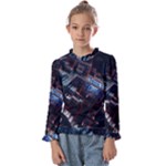 Fractal Cube 3d Art Nightmare Abstract Kids  Frill Detail T-Shirt