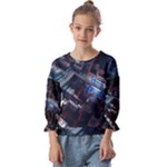 Fractal Cube 3d Art Nightmare Abstract Kids  Cuff Sleeve Top