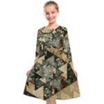 Triangle Geometry Colorful Fractal Pattern Kids  Midi Sailor Dress