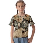 Triangle Geometry Colorful Fractal Pattern Kids  Cuff Sleeve Scrunch Bottom T-Shirt